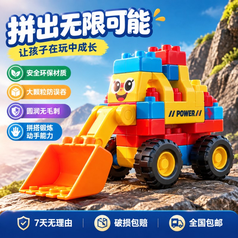 儿童益智积木图文一体电商主图案例